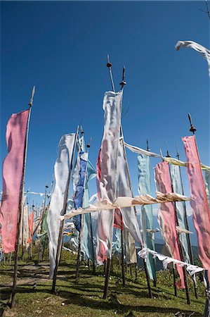 Buddhist prayer flags on Cheli La Pass (3810mt), from Paro to Haa Valley, Paro, Bhutan, Asia Stock Photo - Rights-Managed, Code: 841-03065012