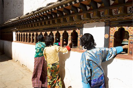 Bhutanese girls, Paro Dzong, Paro, Bhutan, Asia Stock Photo - Rights-Managed, Code: 841-03065155