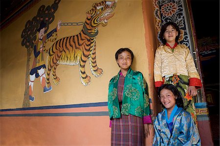 Bhutanese girls, Paro Dzong, Paro, Bhutan, Asia Stock Photo - Rights-Managed, Code: 841-03065161