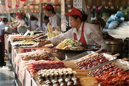 food in beijing china - Wangfujing Snack Road, Wangfujing Dajie shopping district, Beijing, China, Asia Stock Photo - Rights-Managed, Code: 841-03065347