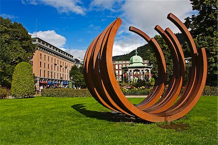 Sculpture outside the West Norway Museum of Decorative Art, Bergen, Norway, Scandinavia, Europe Stock Photo - Rights-Managed, Code: 841-03065576