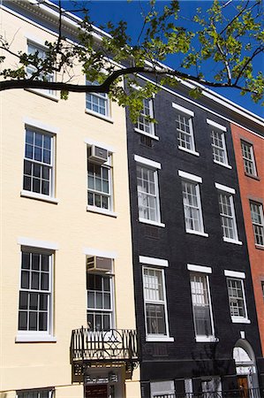 Brownstone houses on Sullivan Street, Greenwich Village, Downtown Manhattan, New York City, New York, United States of America, North America Stock Photo - Rights-Managed, Code: 841-03065601