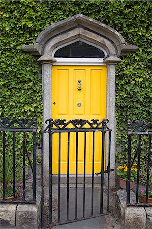 Efeu bedeckt Tür, Stadt von Borris, County Carlow, Leinster, Irland, Europa Stockbilder - Lizenzpflichtiges, Bildnummer: 841-03065789