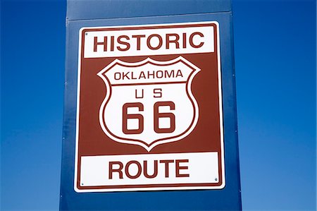 route 66 sign - Sign on Historic Route 66, Downtown Tulsa, Oklahoma, United States of America, North America Stock Photo - Rights-Managed, Code: 841-03066274