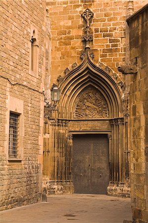 Cathedral door, Gothic Quarter, Barcelona, Catalonia, Spain, Europe Fotografie stock - Rights-Managed, Codice: 841-03066484