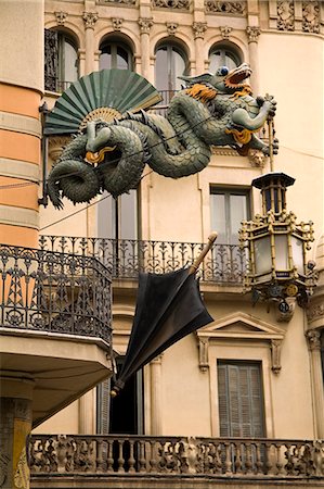 Architectural detail on La Rambla Street, City of Barcelona, Catalonia, Spain, Europe Foto de stock - Direito Controlado, Número: 841-03066489