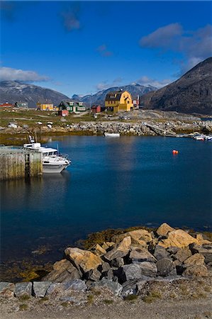 Port of Nanortalik, Island of Qoornoq, Province of Kitaa, Southern Greenland, Kingdom of Denmark, Polar Regions Foto de stock - Con derechos protegidos, Código: 841-03066573