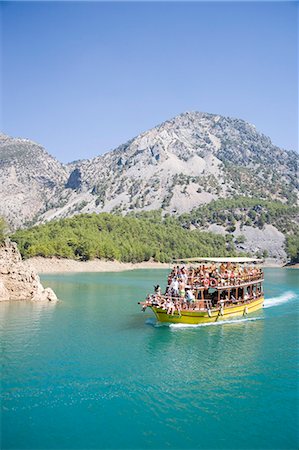 Tourist boat, Green Canyon, Oymapinar Lake, Manavgat, Antalya region, Anatolia, Turkey, Asia Minor, Eurasia Foto de stock - Con derechos protegidos, Código: 841-03066669
