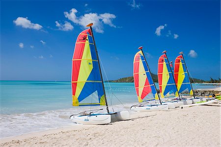 Colourful sailboats on Jolly Beach, Antigua, Leeward Islands, West Indies, Caribbean, Central America Foto de stock - Con derechos protegidos, Código: 841-03067105