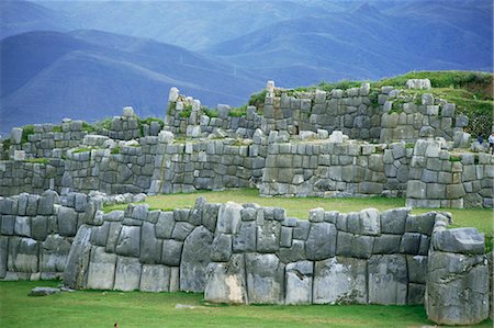 Inca masonry, Fortress of Sacsayhuaman, Cusco, Peru, South America Fotografie stock - Rights-Managed, Codice: 841-03067402