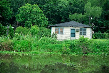 single storey - Simple wooden house by a bayou near Houma, in Cajun Country, Louisiana, United States of America, North America Foto de stock - Con derechos protegidos, Código: 841-03067539