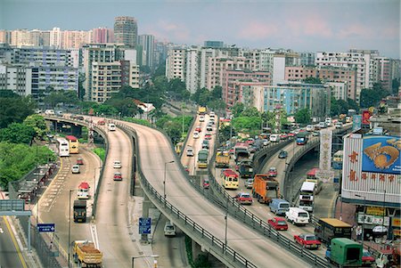 Traffic on flyovers near Kai Tak Airport, Kowloon, Hong Kong, China, Asia Stock Photo - Rights-Managed, Code: 841-03067644