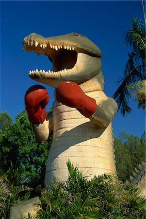 Large plastic crocodile by the Arnhem Highway at the small town of Humpty Doo, southeast of Darwin, Northern Territory, Australia, Pacific Fotografie stock - Rights-Managed, Codice: 841-03067683