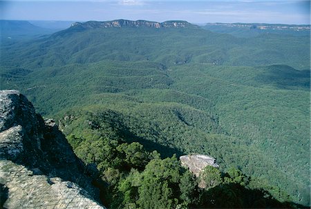 simsearch:841-02723005,k - Brume d'huile Eucalyptus provoque le bleu au-dessus de la forêt dense de la gomme dans la vallée Jamison dans le Parc National de Blue Mountains, patrimoine mondial UNESCO, au sud de Katoomba, New South Wales (N.S.W.), Australie et Pacifique Photographie de stock - Rights-Managed, Code: 841-03067721