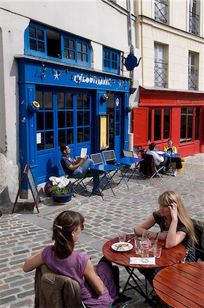 Café extérieur, Barres de Rue, quartier du Marais, Paris, France, Europe Photographie de stock - Rights-Managed, Code: 841-03060304