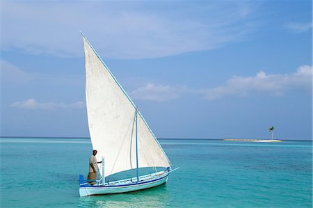 Dhoni and sandbar, Lankanfushi Island, North Male Atoll, Maldives, Indian Ocean, Asia Stock Photo - Rights-Managed, Code: 841-03060378