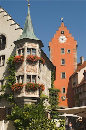 Traditional detail, corner and gate towers, Meersburg, Baden-Wurttemberg, Lake Constance, Germany, Europe Stock Photo - Rights-Managed, Code: 841-03061035