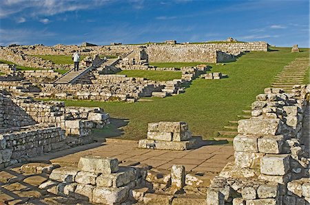 Housesteads Roman Fort from the south gate, Hadrians Wall, UNESCO World Heritage Site, Northumbria, England, United Kingdom, Europe Foto de stock - Con derechos protegidos, Código: 841-03061146