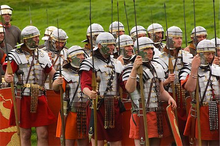 Ermine Street Guard in armour, at ease, Birdoswald Roman Fort, Hadrians Wall, Northumbria, England, United Kingdom, Euruope Stock Photo - Rights-Managed, Code: 841-03061216