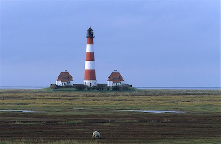 Lighthouse, Westerhever, Schleswig-Holstein, Germany, Europe Foto de stock - Con derechos protegidos, Código: 841-03061624
