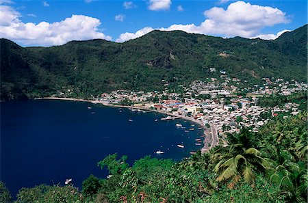 soufriere - View over Soufriere, St. Lucia, Windward Islands, West Indies, Caribbean, Central America Stock Photo - Rights-Managed, Code: 841-03061750