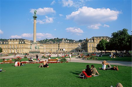 simsearch:841-03061854,k - Schlossplatz (Palace Square), King Wilhelm Jubilee column, Neues Schloss, Stuttgart, Baden Wurttemberg, Germany, Europe Foto de stock - Con derechos protegidos, Código: 841-03061845