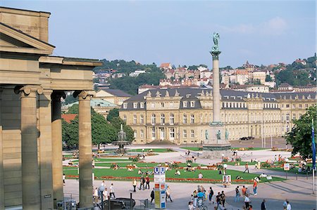 simsearch:841-03061854,k - Schlossplatz (Palace Square), King Wilhelm Jubilee column, Neues Schloss, Stuttgart, Baden Wurttemberg, Germany, Europe Foto de stock - Con derechos protegidos, Código: 841-03061843