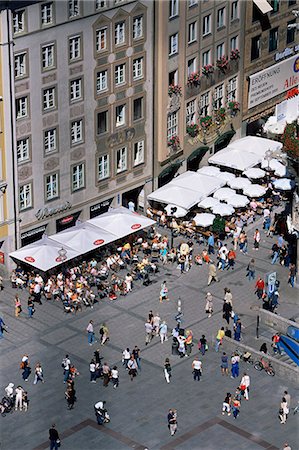 Vue sur le café de l'hôtel de ville, Marienplatz, Munich, Bavière, Allemagne, Europe Photographie de stock - Rights-Managed, Code: 841-03061879