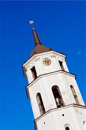 Clock tower by the cathedral, Vilnius, Lithuania, Baltic States, Europe Stock Photo - Rights-Managed, Code: 841-03062117