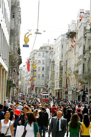 Istiklal Caddesi, Istanbul's main shopping street in Beyoglu quarter, Istanbul, Turkey, Europe Stock Photo - Rights-Managed, Code: 841-03062148