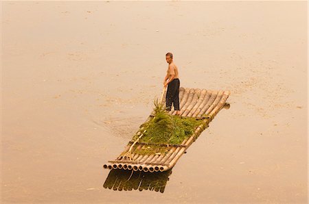seagrass - Chinese man gathering seagrass on Li Jiang River, Guangxi Province, China, Asia Stock Photo - Rights-Managed, Code: 841-03062516