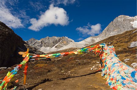 Prière drapeaux, réserve naturelle de Yading, Province du Sichuan, Chine, Asie Photographie de stock - Rights-Managed, Code: 841-03062710