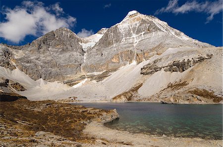 Dauzhengcuo Lake (Five Color lake) and Xiannairi mountain, Yading Nature Reserve, Sichuan Province, China, Asia Stock Photo - Rights-Managed, Code: 841-03062712