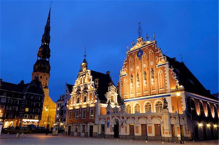 House of the Blackheads at night, Town Hall Square, Ratslaukums, Riga, Latvia, Baltic States, Europe Stock Photo - Rights-Managed, Code: 841-03062878