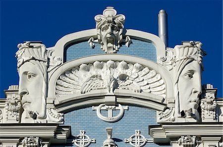 Art nouveau architecture, 10b Elizabetes iela, designed by Mikhail Eisenstein, Riga, Latvia, Baltic States, Europe Stock Photo - Rights-Managed, Code: 841-03062911