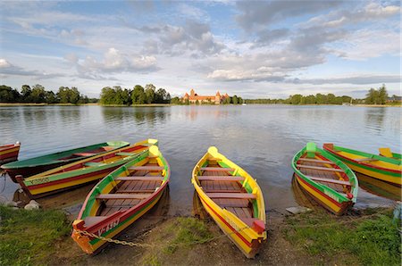 Colourful rowing boats and Trakai Castle, Trakai, near Vilnius, Lithuania, Baltic States, europe Stock Photo - Rights-Managed, Code: 841-03062958