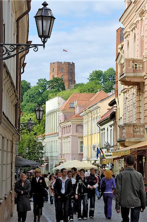 Pilies Gatve with the Old Castle in the background, Vilnius, Lithuania, Baltic States, Europe Stock Photo - Rights-Managed, Code: 841-03062988