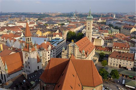 simsearch:841-03061919,k - Vue sur la ville depuis la tour de Peterskirche (église Saint-Pierre), Munich (München), Bavière (Bayern), Allemagne, Europe Photographie de stock - Rights-Managed, Code: 841-03063054