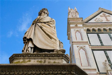 Statue of Dante Alighieri, Santa Croce, Florence (Firenze), UNESCO World Heritage Site, Tuscany, Italy, Europe Fotografie stock - Rights-Managed, Codice: 841-03063658