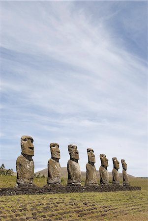 Ahu Akivi, UNESCO World Heritage Site, Easter Island (Rapa Nui), Chile, South America Foto de stock - Direito Controlado, Número: 841-03063693
