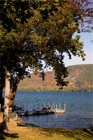 View across Lake George to mountains covered with autumn foliage, Lake George, Adirondack Mountains, New York State, United States of America, North America Stock Photo - Rights-Managed, Code: 841-03454237