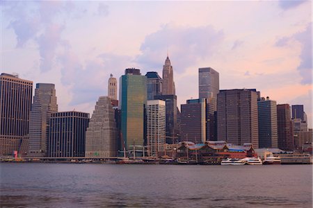 Skyline de Lower Manhattan à dawn, New York City, New York, États-Unis d'Amérique, l'Amérique du Nord Photographie de stock - Rights-Managed, Code: 841-03454349