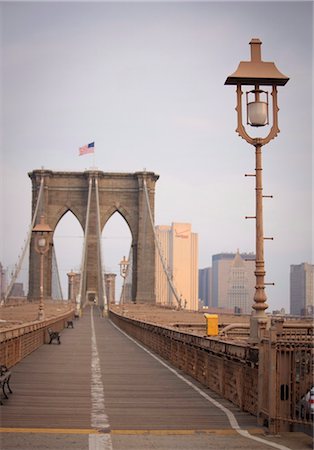 simsearch:841-03034876,k - Early morning on Brooklyn Bridge, New York City, New York, United States of America, North America Stock Photo - Rights-Managed, Code: 841-03454475