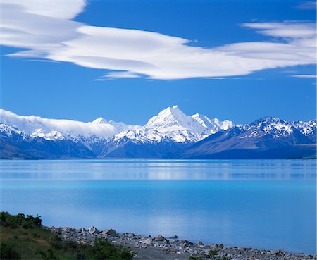 Mount Cook (Aoraki), Mount Cook National Park, UNESCO World Heritage Site, Southern Alps, Mackenzie Country, Canterbury, South Island, New Zealand, Pacific Foto de stock - Con derechos protegidos, Código: 841-03489587