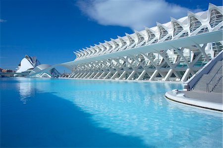 santiago calatrava architecture - Principe Felipe Science Museum with Hemisferic in background, City of Arts and Sciences, Valencia, Spain, Europe Stock Photo - Rights-Managed, Code: 841-03489850
