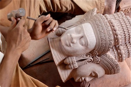 simsearch:841-03483750,k - Sandstone and wood carving, Carving Association and Orphan Career Center, Siem Reap, Cambodia, Indochina, Southeast Asia, Asia Stock Photo - Rights-Managed, Code: 841-03489968
