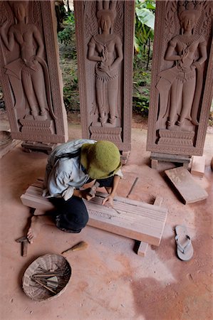 simsearch:841-03483750,k - Sandstone and wood carving, Carving Association and Orphan Career Center, Siem Reap, Cambodia, Indochina, Southeast Asia, Asia Stock Photo - Rights-Managed, Code: 841-03489969