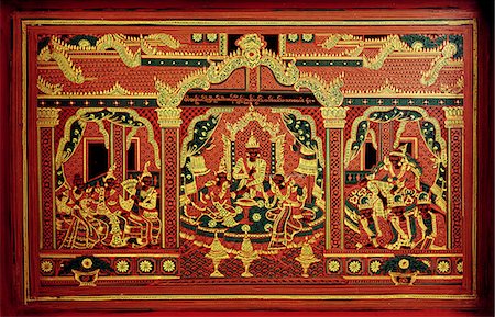 Detail of Lacquered Manuscript Chest from Myanmar (Burma), Asia Stock Photo - Rights-Managed, Code: 841-03483751