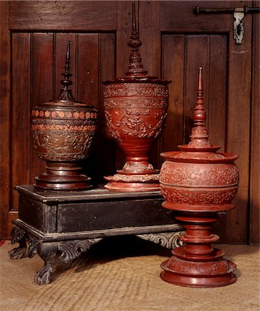 Lacquered containers from Arakan, Myanmar (Burma), Asia Stock Photo - Rights-Managed, Code: 841-03483752