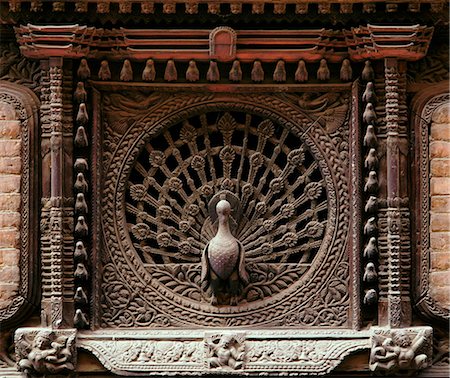 palais royal - Fenêtre de paon à Basantapur Tower, Royal Palace de Katmandou, Népal, Asie Photographie de stock - Rights-Managed, Code: 841-03483753